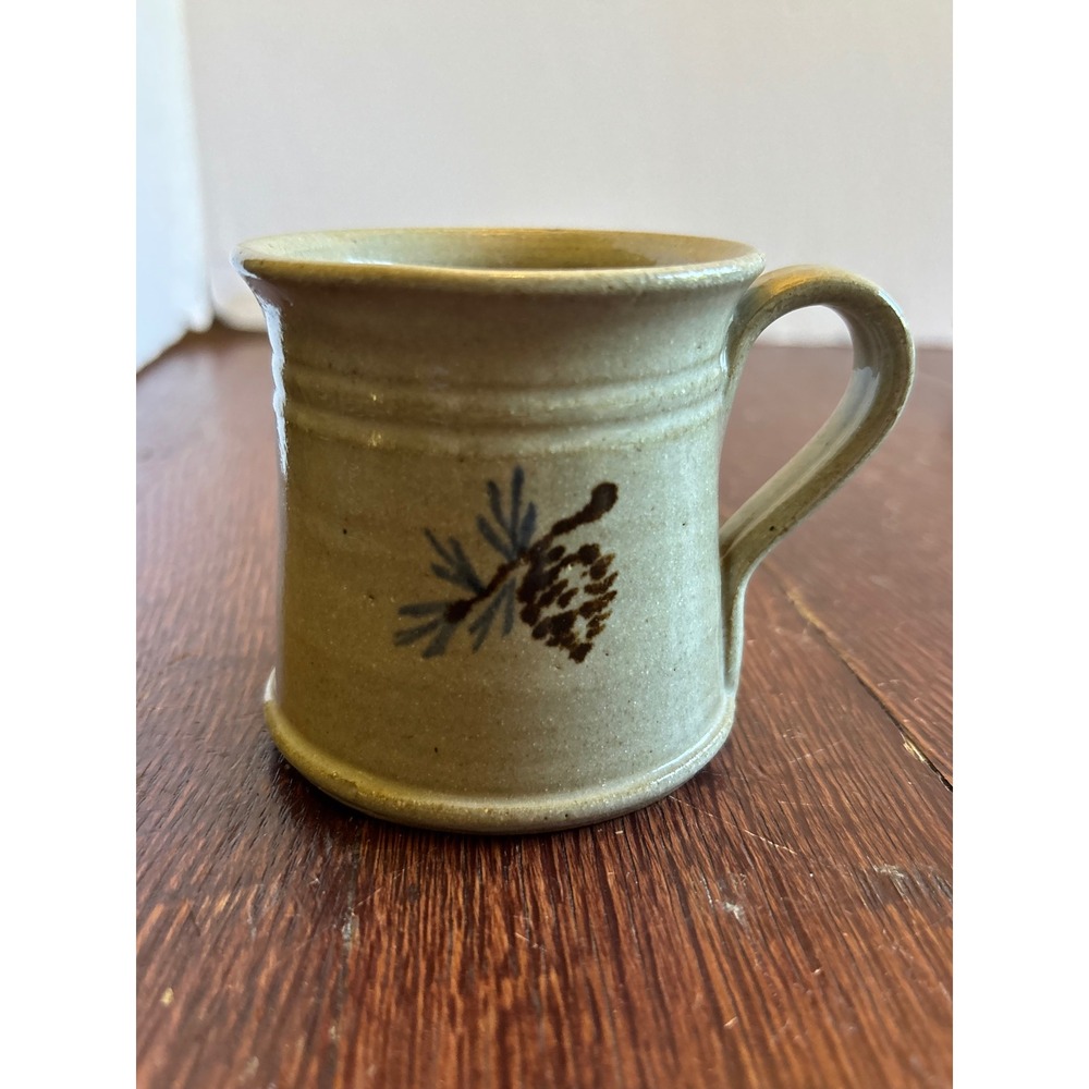 Jugtown Ware Pottery Pinecone Mug 1986 Vintage NC Salt Glaze Stoneware Tan